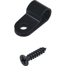 120 Sets Cable Clips, R-shaped Cable Clips for Cable Organization and 120 Pieces Screws (Black Nylon)