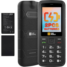 AGM M9 lauko mobilusis telefonas be sutarties, 4G, 2,4 colio spalvotas ekranas, tvirtas, visų operatorių, atsparus vandeniui (IP68/69K, atsparus smūgiams, dviejų SIM kortelių, mygtukinis mobilusis telefonas, 1000 mAh baterija x 2, FM radijas, žibintuvėlis