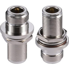 Vecys N Female Bulkhead Male Adapter N Type Female to N Female Bulkhead Coaxial Cable Adapter 50 Ohm for CB Radio WiFi Antenna 2 Pack