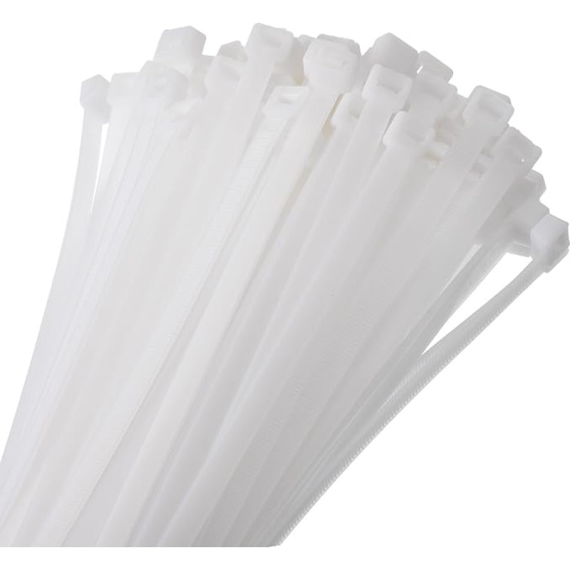 QUARKZMAN Pack of 400 200 mm / 8 inch 53 lbs Cable Ties Self-Locking Small Nylon Cable Ties 8 mm for Cable Management White
