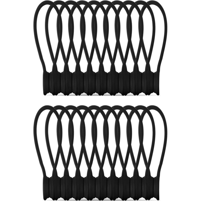 gotyou Pack of 20 Reusable Magnetic Cable Ties, Multifunctional Silicone Magnetic Cable Ties, Silicone Cable Ties, for Cable Management and Organising (Black)