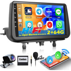 Ohradio 2+64GB Android 13 Car Radio for Opel Meriva B 2010-2017 with Wireless Carplay and Wireless Android Car, 9 Inch Touch Screen, WiFi, HiFi,GPS, BT RDS/FM SWC+Reversing Camera+MIC