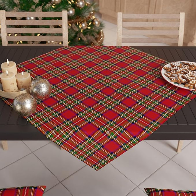 PETTI Artigiani italiani - Christmas Decoration Table Decoration for Kitchen Christmas Table Runner 90 x 90 cm Tartan Medium 100% Made in Itay