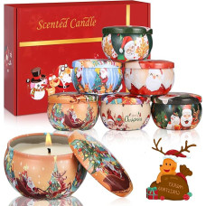 SOBEAU Kvapiųjų žvakių dovanų rinkinys, 6 vnt. žvakių Kalėdų aromaterapija, natūralaus sojų vaško kvapiosios žvakės Kalėdoms, moterų kvapiųjų žvakių dovanų rinkinys Kalėdoms, gimtadieniui, Valentino dienai