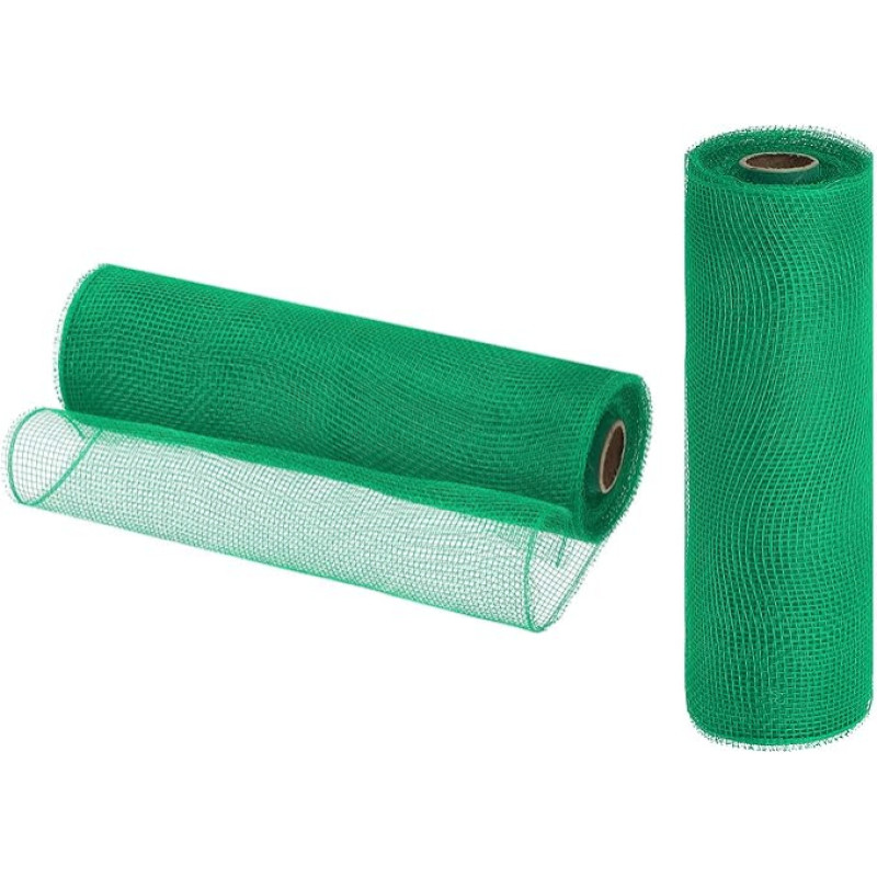 QUARKZMAN Jute Netz, 2 Stück 10 Zoll x 30 Fuß PP Dekoratives Netzband Netzband zum Verpacken von Weihnachtskranz-Partydekorationen DIY-Handwerk, Dunkelgrün