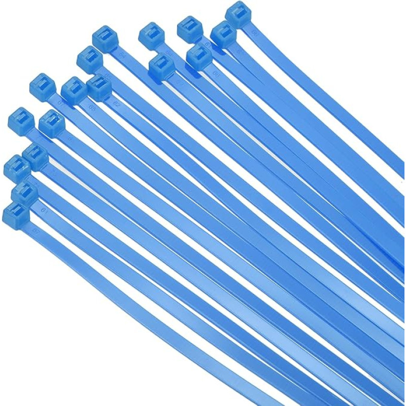 sourcing map 100 Stück Kabelbinder 34,9 cm, selbstsichernde Nylon-Drahtbinder mit 22,7 kg Zugfestigkeit für drinnen und draußen, Blau