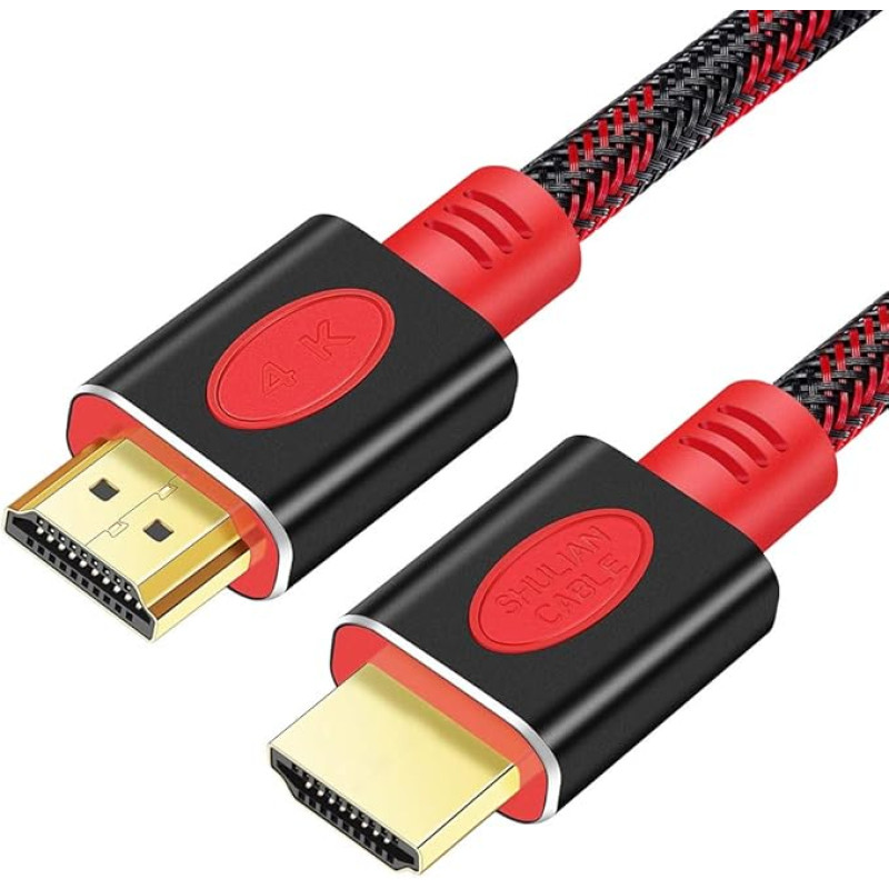 SHULIANCABLE HDMI Cable, HDMI Cable 4K @ 60Hz 18Gbps Compatible with Video 4K UHD 2160p, HD 1080p, HDR, ARC, High Speed with Ethernet, PS4, Xbox, HDTV (10M)