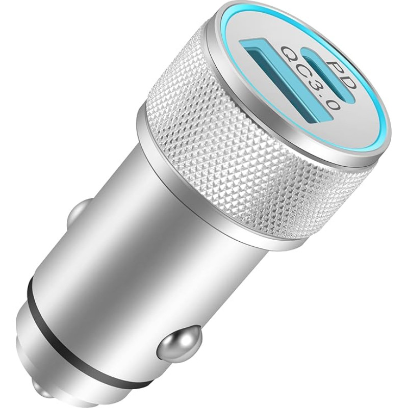 LUOSIKE Cigarette Lighter USB C Adapter, 38 W 2-Port PD Car Charger, 12-24 V USB Socket, Car Charger Compatible with iPhone 16/15/14/13/12/Pro/Max/Plus/SE, Samsung S24/S23/S22, Google Pixel 8/7/6