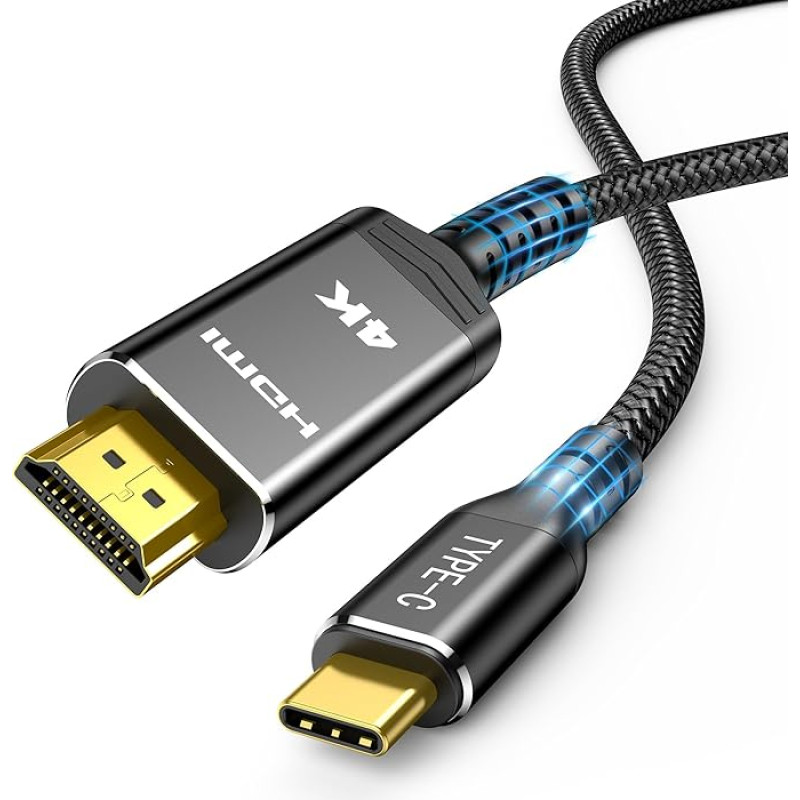 Highwings USB C to HDMI Cable 4K 3 Metres, USB C HDMI Cable UHD Thunderbolt 3 Compatible with iPhone 16/15 Pro, MacBook Pro/Air, iPad Pro/Air, Surface, Galaxy etc. (Black)