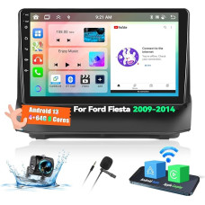 OiLiehu 4+64G 8 Core Android 13 Double DIN Radio Carplay Android automobilinis radijas su 9 colių ekranu, skirtas Ford Fiesta 2009-2014 Palaiko Bluetooth GPS FM RDS WiFi DSP/EQ + atbulinės eigos kamera