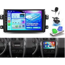 OiLiehu 4+64G 8 branduolių Android 13 CarPlay Android automobilinis radijas 2din Suzuki SX4/Fiat Sedici 2006-2013 m. Automobilinis radijas su 9 colių ekranu su Mirror Link Bluetooth GPS FM RDS WiFi DSP/EQ + galinio vaizdo kamera