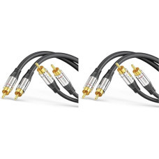 Sonero® Premium RCA Audio Cable 2x RCA Male to 2x RCA Male 5.00 m Gold-Plated Contacts Black (Pack of 2)