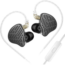 LINSOUL KZ x HBB PR2 13,2 mm planarinis garsiakalbis, nano mastelio diafragma, nuimamas 0,75 mm 2 kontaktų sidabruotas OFC kabelis, skirtas žaidimams (juodas, su mikrofonu)