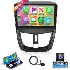 2G + 64G Android Car Radio 2 DIN for Peugeot 207 2006-2015 with Wireless Apple Carplay Android Car Navigation GPS WiFi 9 Inch Car Radio with Mirror Link Bluetooth FM/RDS DAB/OBD/DVR/HiFi/SWC Reversing