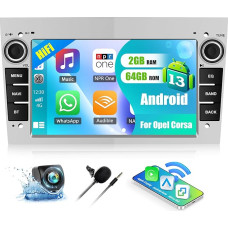 [2G + 64G] CAMECHO Android 13 automobilinis radijas su CarPlay/Android Car/HiFi Opel Corsa d/Astra h/Zafira b/Meriva/Vivaro, 7 colių HD jutiklinis ekranas WiFi GPS RDS FM Bluetooth vairo valdymas + AHD gale