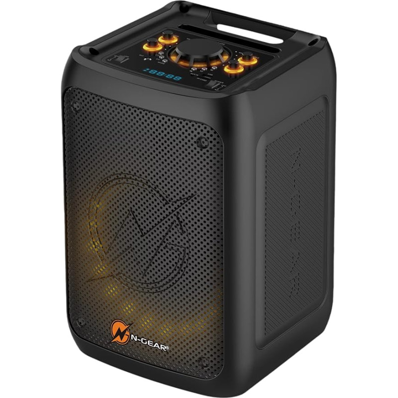 N-Gear The Flash Banger 777 Music Box - Portable Bluetooth Box with RGB Light Effects and 8 Inch Bass Speaker - 160 Watt MP3 PartyBox with Battery, Remote Control and Microphones