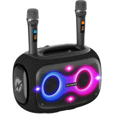 N-Gear NRG 600 Bluetooth Speaker Music Box - Party Box Bluetooth and Karaoke Machine with 2 Microphones in One - 600 Watt, Super Deep Bass, IPX5 Waterproof, 10 Hours Playtime, LED Lighting