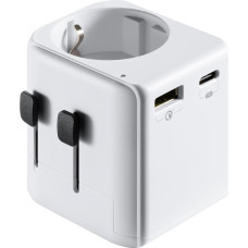 Ewent Universal Travel Adapter, Universal Schuko Travel Adapter with 1 USB Type C Charger Port and 1 USB Port, Travel Adapter Worldwide by Schuko to World Socket from Europe for over 150 Countries