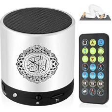 Anlising Quran Speaker, MP3 Player, Quran Translator, Digital Quran Speaker, Portable Quran Speaker with Remote Control, USB Rechargeable, 8GB TF FM (Silver)