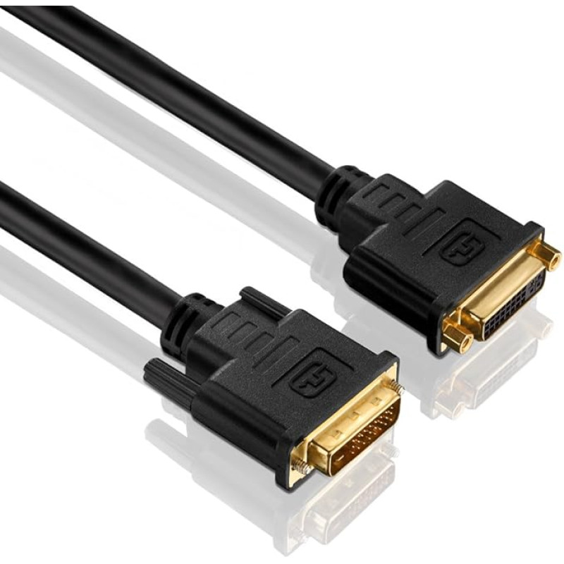 PureLink PureInstall Series Dual Link DVI Extension Cable with 24-Carat Gold-Plated Precision Connectors 2560 x 1600. DVI-D female to DVI-D 24+1-Pin male. High-purity OFC copper conductor. Triple shielded 100 % tested for use in professional AV environmen