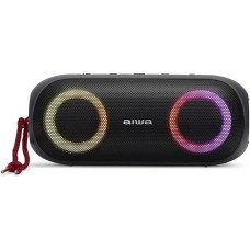 Aiwa BST-650 TWS Bluetooth Speaker Compact, Durable and Powerful with Hyper Bass Technology, (2 x 12 W Power, RGB LED Lighting with 9 Modes, Card Reader, Waterproof) Colour: Black