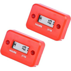 2 Pieces HonorMeet IP68 Waterproof Digital Operating Hour Meter for Lawnmower with Gas Engine, Optional Colour, Used for Outboard ATV Snow Blowers Marine Dirt Bike Motorcycle (2 Pieces Red)