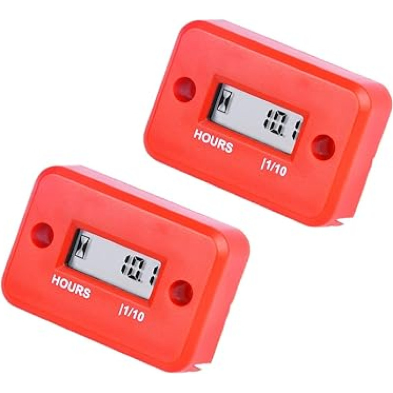 2 Pieces HonorMeet IP68 Waterproof Digital Operating Hour Meter for Lawnmower with Gas Engine, Optional Colour, Used for Outboard ATV Snow Blowers Marine Dirt Bike Motorcycle (2 Pieces Red)