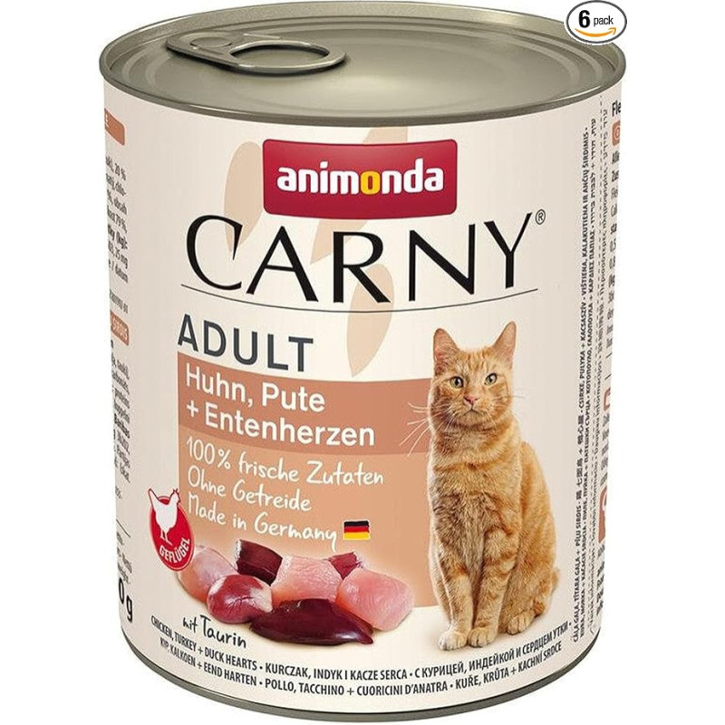 Animonda Carny Cat Adult Wet Food, įvairių rūšių, 6 x 800 g