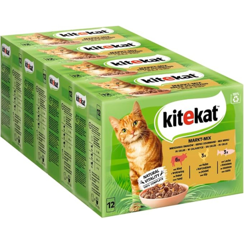 KITEKAT kačių ėdalas šlapio maisto Market Mix in Jelly 4 x 12 x 85 g