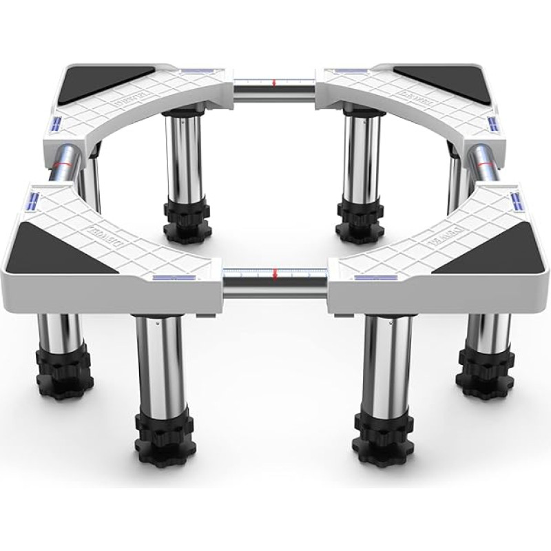 DEWEL 8 pėdų šaldytuvo pagrindas, skalbimo mašinos ir džiovyklės pagrindas, skalbimo mašinos pagrindas, 300 kg apkrova, tinka šaldytuvams, skalbimo mašinoms (plotis 43-57 cm, aukštis 18 cm-20 cm)
