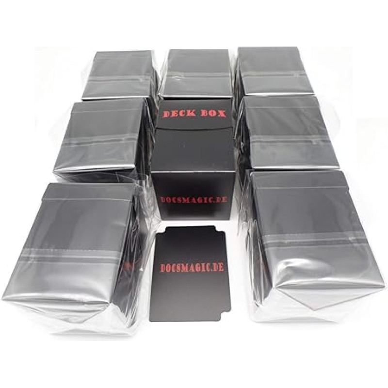 docsmagic.de 8 x Deck Box Big (100+) Black + Card Divider - Kortų dėžutė juoda - PKM - YGO - MTG