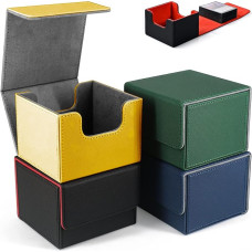 TAZZOR Pack of 4 Deck Box for Magic the Gathering Cards, Trading Card Box for 100+ Cards, Magnetic Card Box Compatible with YOG MTG Commander PTCG for Playing Cards to Collect and Exchange