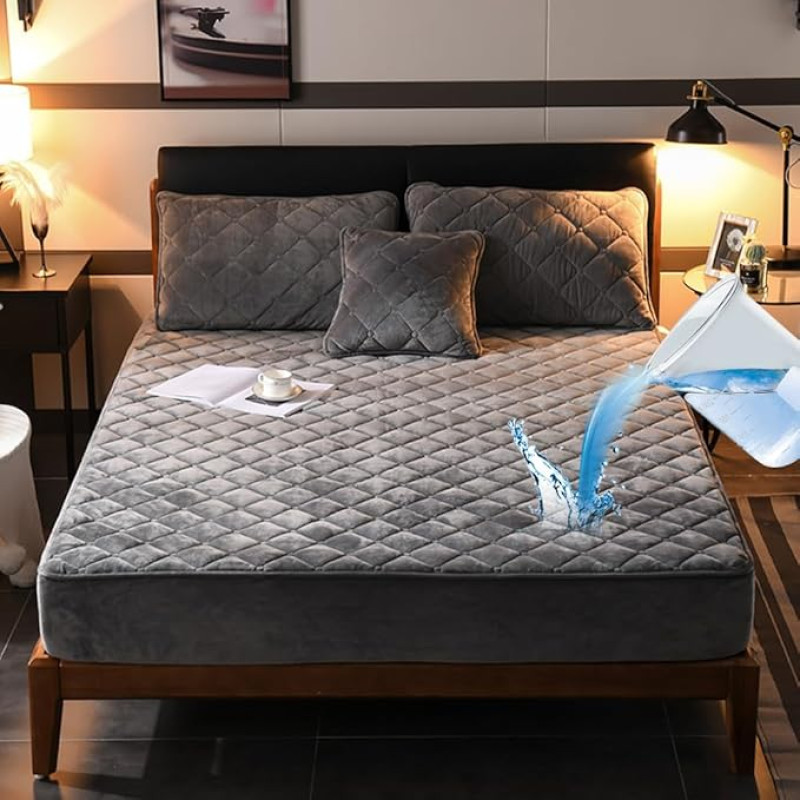 HAIBA Čiužinio apsauga Vandeniui atspari 90 x 200 cm prigludusi paklodė Kvėpuojantis čiužinio viršutinis sluoksnis, Inkontinencijos paklodė, neperšlampamas čiužinio užvalkalas Apsauga nuo drėgmės Apsauga nuo drėgmės Prigludusi paklodė - pilka