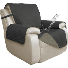 ISSUNTEX Dvigubos apsaugos vandeniui atsparūs denio kėdžių užvalkalai gyvenamajam kambariui, dvipusiai baldų apsauginiai užvalkalai šunims, augintiniams ir vaikams (viršnormatyvinis šezlongas, tamsiai pilka/smėlio spalvos)