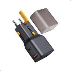 VOLTME kelioninis adapteris, universalus visame pasaulyje, VITO 35W USB C tarptautinis kelioninis kištukas, PD3.0 2 prievadų USB A QC3.0 įkroviklio kelioninis kištuko adapteris, skirtas planšetiniams kompiuteriams, mobiliesiems telefonams, išmaniesiems la