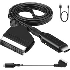 HERBYD All in One Scart to HDMI Converter Cable - SCART to HDMI Adapter Video Audio Converter HD su SCART įvesties kabeliu ir HDMI išvesties prievadu HDTV STB VHS VCR PS3 Sky DVD Blu Ray