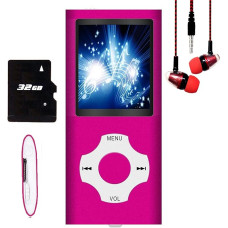 Hotechs MP3 Player/MP4 Player, MP3 Player with 32 GB Memory Card (Rose)