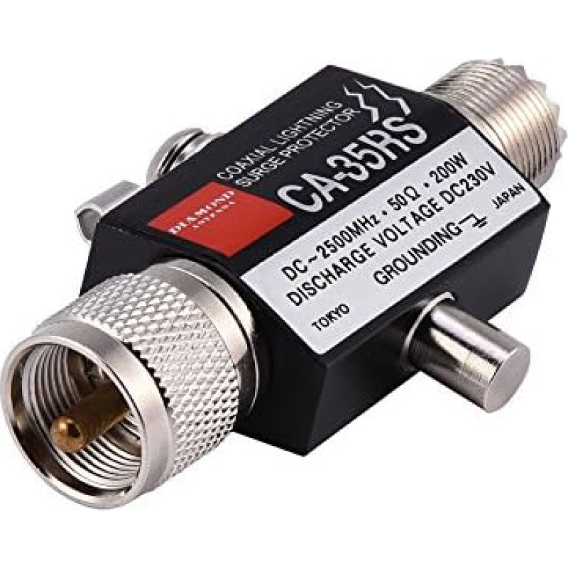 ASHATA Lightning Surge Protection, CA-35RP 50Ω Coaxial Protector, Lightning Protection, Male to Female UHF Connection Plug Coaxial Lightning Arrestor Surge Protection Arrestor