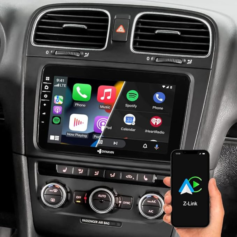 DYNAVIN Android automobilinis radijo imtuvas su navigacija, skirtas VW Passat Golf Polo Tiguan, 8 colių radijo imtuvas su DAB+; suderinamas su Wireless Carplay ir Android Car: D8-V8 Flex