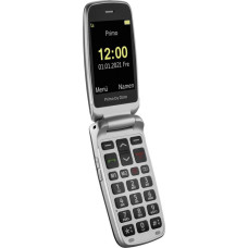 Primo 418 by Doro graphite GSM didelių mygtukų mobilusis telefonas su spalvotu ekranu, kritimo jutikliu, žibintuvėliu, FM radiju, kalendoriumi, su staline įkrovimo stotele graphite