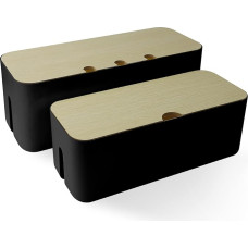 Kabelių organizavimo dėžutė, skirta kabelių valdymo maitinimo juostelėms, kabelių valdymo dėžutė, dėžutė maitinimo juostelėms paslėpti, organizatorius, padedantis išvengti kabelių susipainiojimo (juoda - dviejų dalių rinkinys)