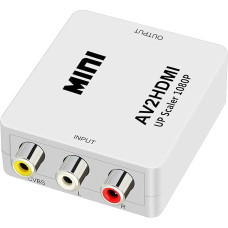 YcTc Mini AV 3RCA garso ir vaizdo keitiklis, CVBS ir HDMI adapteris, 720p ir 1080p padidinimas, su USB įkrovimo kabeliu, baltos spalvos