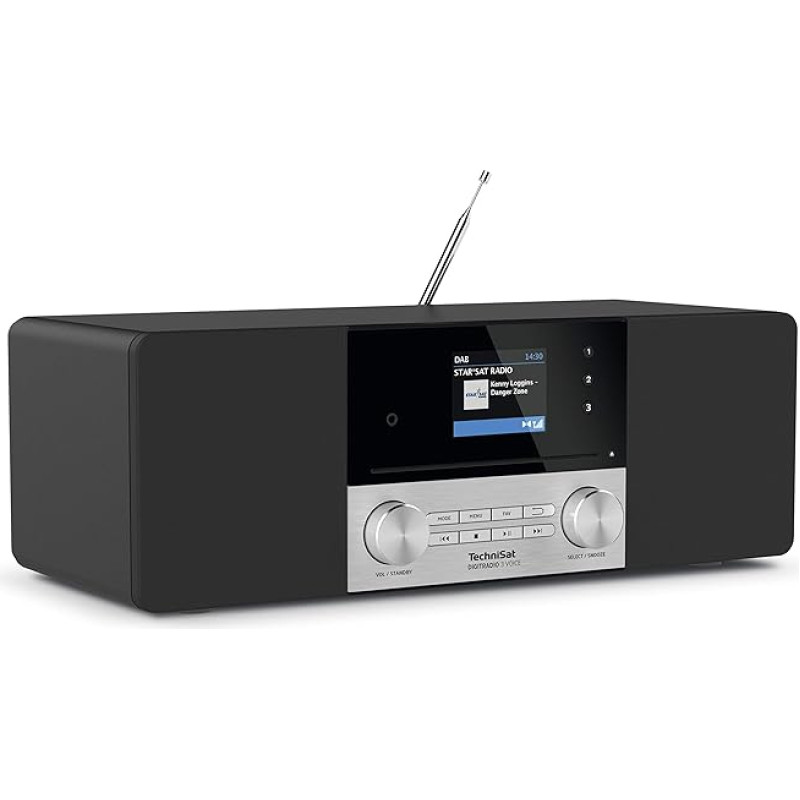 TechniSat DIGITRADIO 3 - Stereo DAB Radio, Compact System (DAB+, FM, CD Player, Bluetooth, USB, Headphone Jack, AUX Input, Radio Alarm Clock)