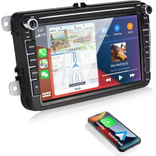 CAMECHO Android 13 automobilinis radijas VW Golf 5 6 Polo Tiguan Caddy, 8 colių ekranas Dvigubas DIN automobilinis radijas su navigacija Carplay Belaidis Android automobilinis HiFi RDS FM SWC Bluetooth ir USB + atbulinės eigos kamera