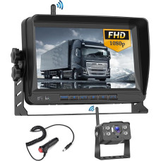 Hikity Wireless Digital Reversing Camera Set Parking Aid with 7 Inch Touchscreen Monitor, 1080P HD Night Vision IP68 Waterproof Car Camera for Car, Motorhome, Truck, SUV