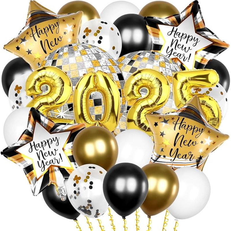 Decorazioni Capodanno 2025 Palloncini Di Buon Anno Gigante Accessori Photo Booth Oggetti di Scena Per la Decorazione Parete Della Festa di Capodanno