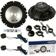 1 Alpine SXE-1750S Set 2-Way 6.5 Inch 16.5 cm 165 mm Grey Diffuser Speaker 45 Watt RMS 280 Watt Max with Woofer Car Door Tweeter Set with Mounting Accessories Gift