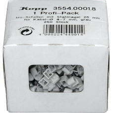 KOPP 355400018 Iso-Schellen 4-7 mm, mit gestifteten Stahlnadeln 30 mm, Profi-Pack: 250 Stück, grau