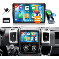 8Core 4G + 64G CAMECHO Android 13 automobilinis radijas Fiat Ducato/Peugeot Boxer/Citroen Jumper su Navi Carplay Android Car, 9 colių ekranas Dvigubas DIN automobilinis radijas su Bluetooth 5.0 RDS 32EQ DSP Mirror Link