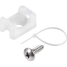 50 x baltų nailoninių kabelių tvirtinimo spaustukų su varžtais ir kaklaraiščiais 14,6 mm x 10 mm x 6,85 mm